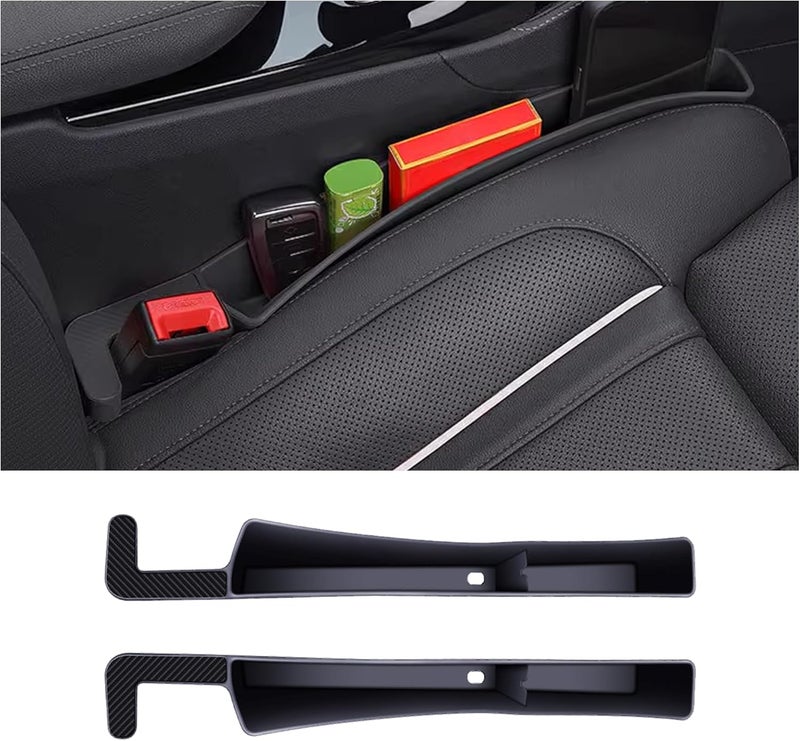 Tioollev 2PCS Car Seat Gap Filler, Automotive Seat Organizer Fill The Gap Between Seat and Console, Universal Car Storage Box Inserts Fill The Gap Between Seat &Console for Coins Wallets Keys (Black) - Image 1